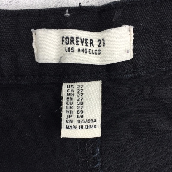 Forever 21 Mini Skirt Button Front Black Denim - Picture 5 of 6